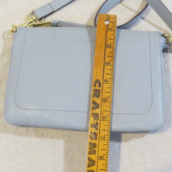 Aimee Kestenberg Madrid Leather Crossbody Purse Bag Light Gray Blue - Picture 12 of 12